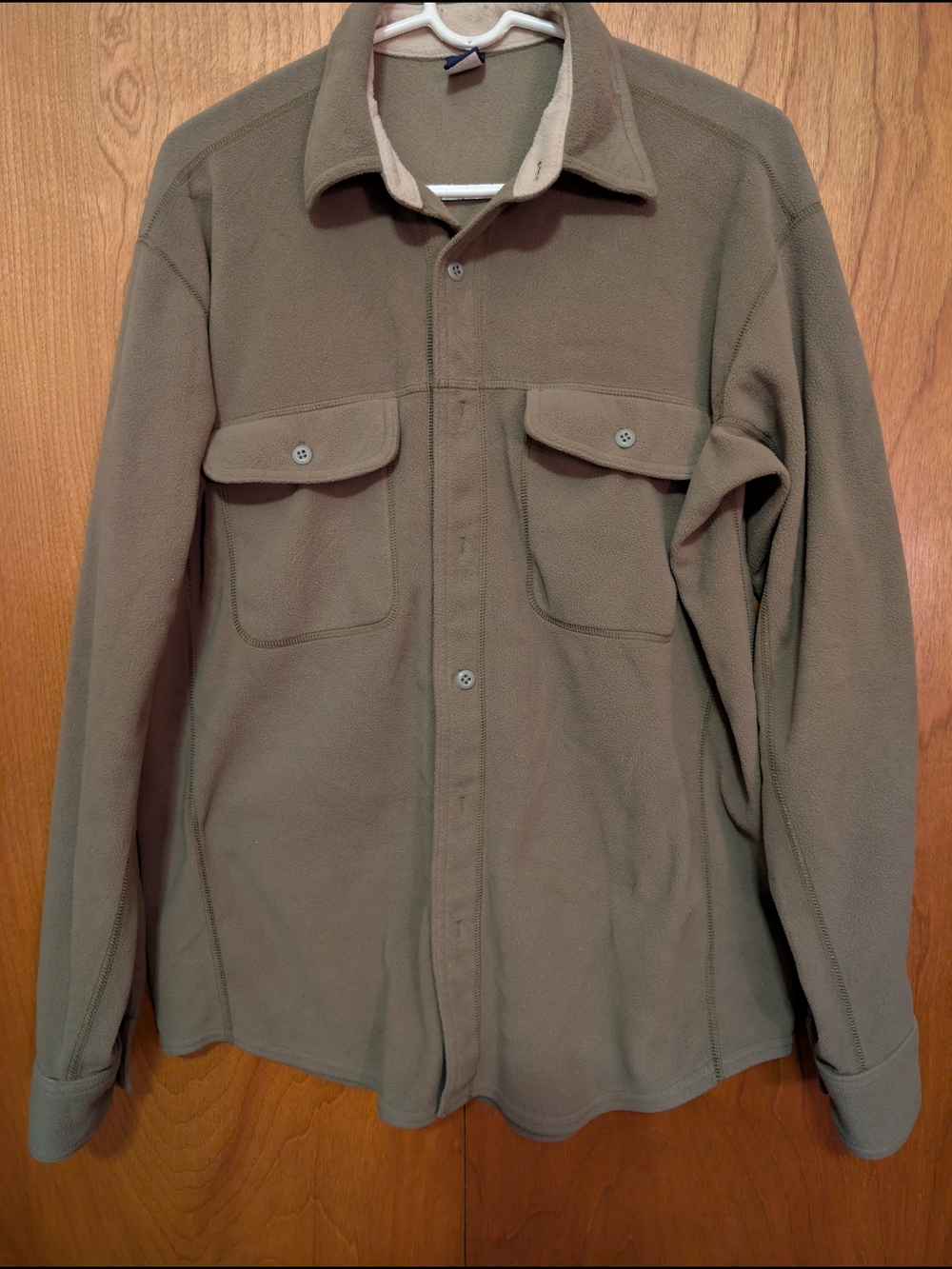 Lands' End Olive Green Lightweight Fleece Shirt Jacket